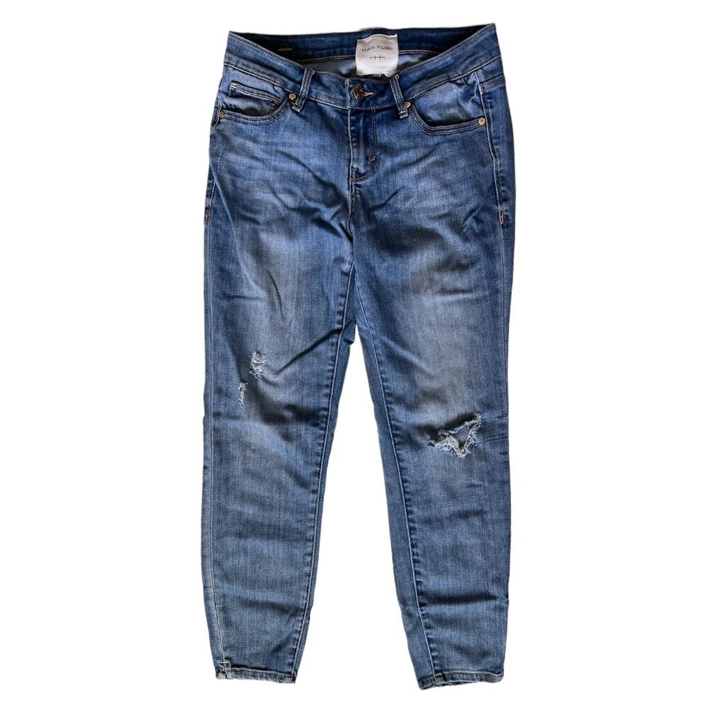 Habitual marina distressed jeans cropped ankle length medium wash casual denim